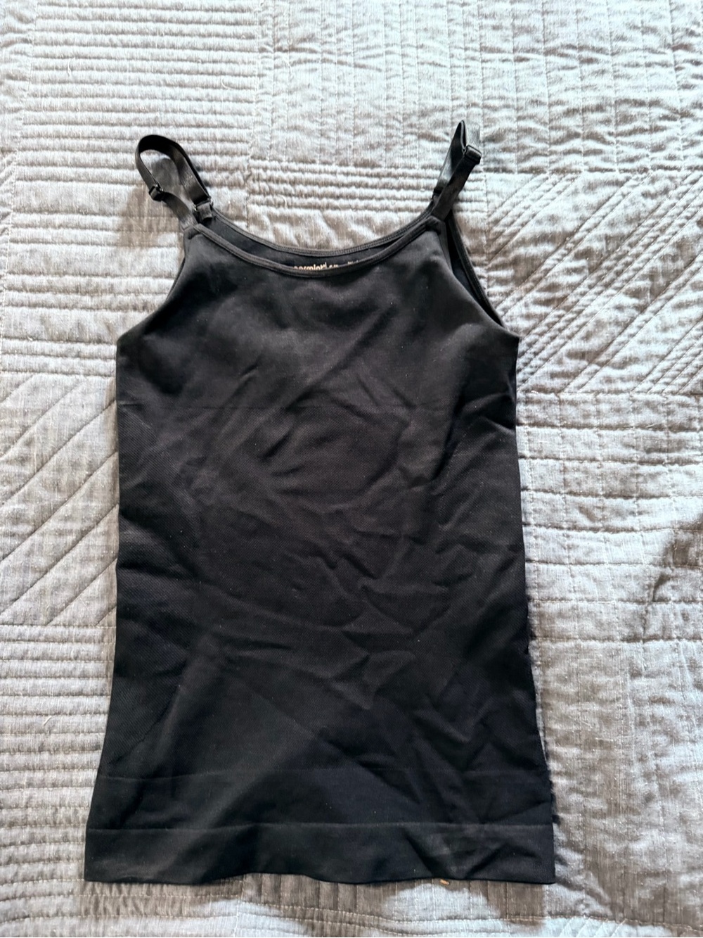 Shapermint Black Ribbed Adjustable-Strap Tank